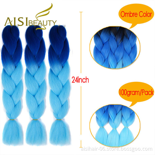 Aisi Beauty Topselling Wholesale Cheap Vendor Ombre Color Jumbo Box Braid Twist Synthetic Crochet Braiding Hair Extensions